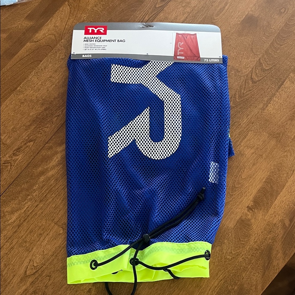New TYR Blue and Neon Yellow Mesh Bag NWT